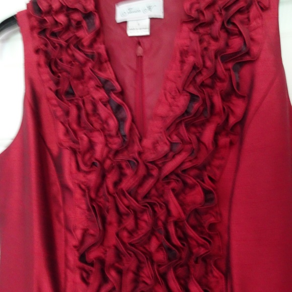 Wine Size 6 Party/Cocktail Dress-Ruffle-Belt - Picture 4 of 8